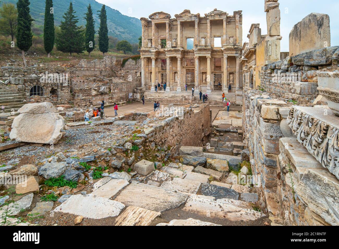 Die Bibliothek von Celsus in Ephesus in Izmir, Türkei Stockfoto