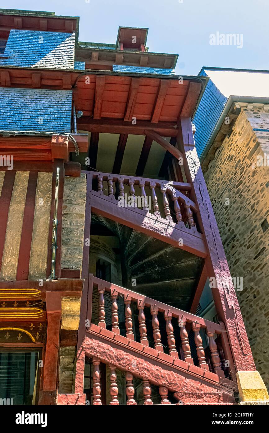 Vintage-Architektur der Altstadt in Vitre (VitrÃ©), Bretagne, Frankreich Stockfoto