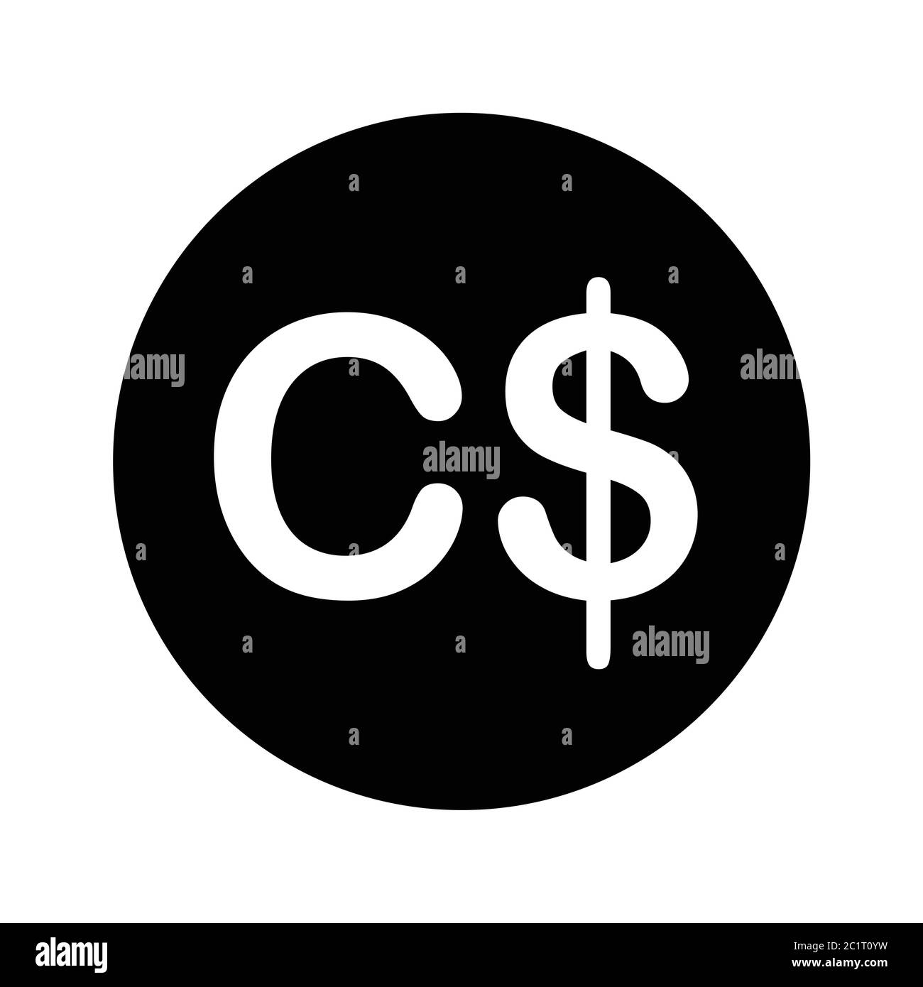 CAD Kanadischer Dollar Währungssymbol. Schwarze Illustration isoliert auf weißem Hintergrund. EPS-Vektor Stock Vektor