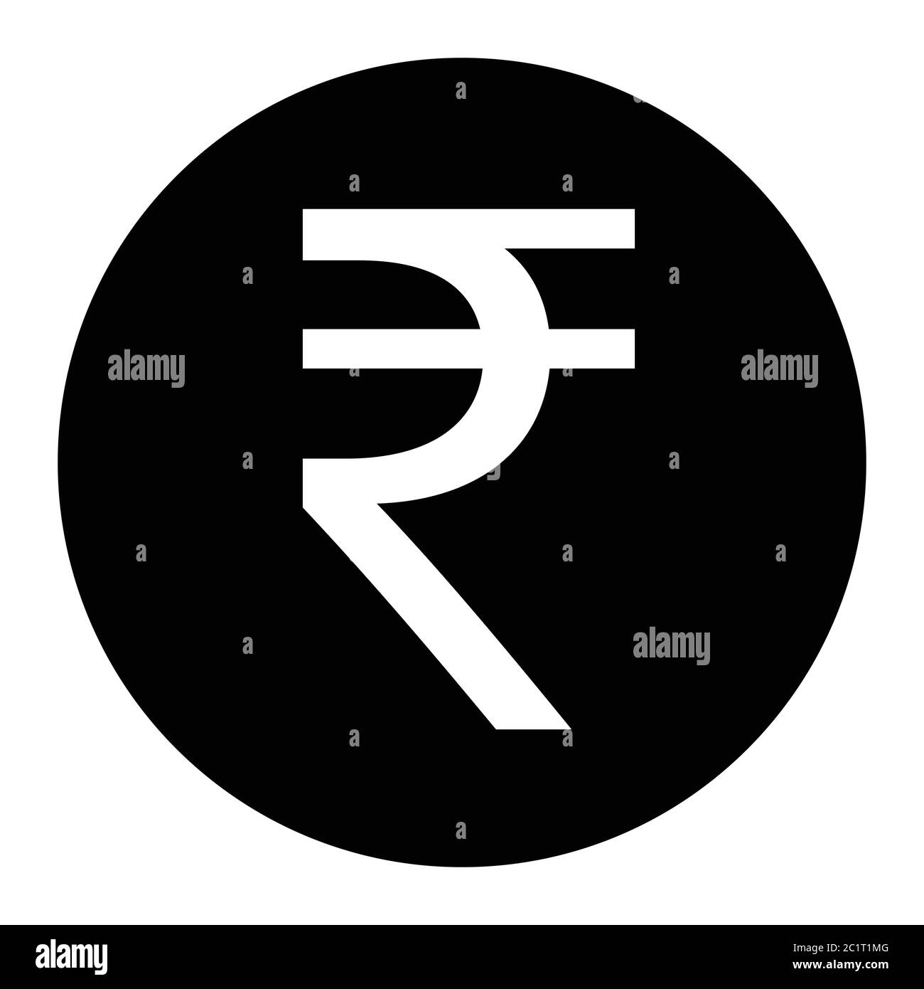 INR Indische Rupie Zeichen Symbol. Schwarze Illustration isoliert auf weißem Hintergrund. EPS-Vektor Stock Vektor