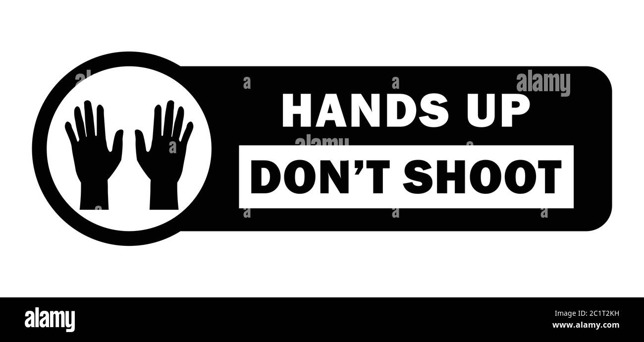 Hands Up Dont Shoot Tag. Black Lives Matter BLM Protest Movement Revolution Faust Symbol. Schwarze Illustration isoliert auf weißem Hintergrund. EPS-Vektor Stock Vektor