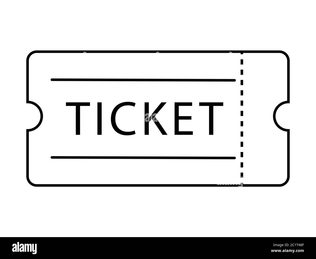 Einzelticket. Schwarze Kontur isoliert auf weißem Hintergrund. EPS-Vektor Stock Vektor