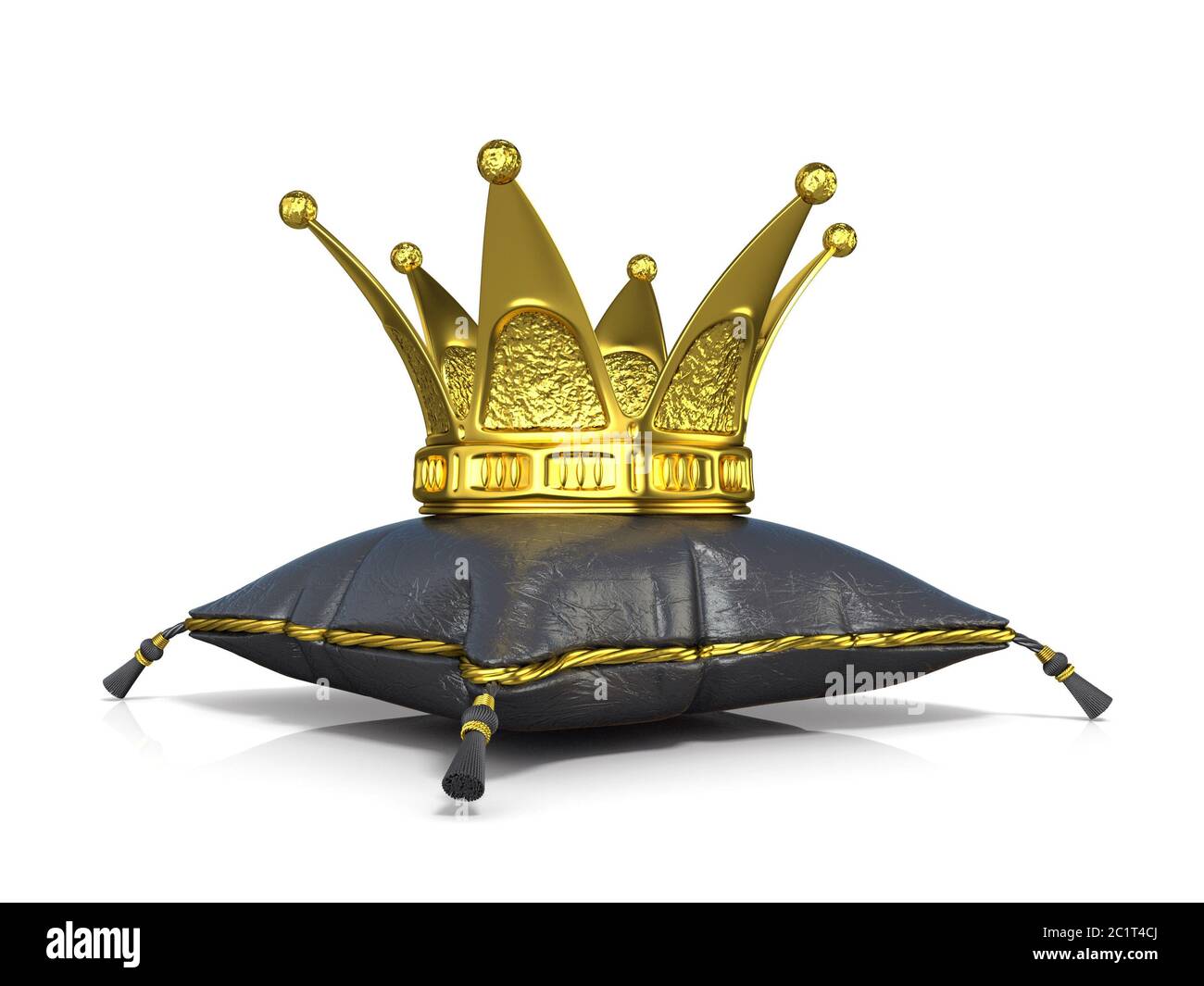 Royal schwarz Leder Kissen und goldene Krone. 3D Stockfotografie - Alamy