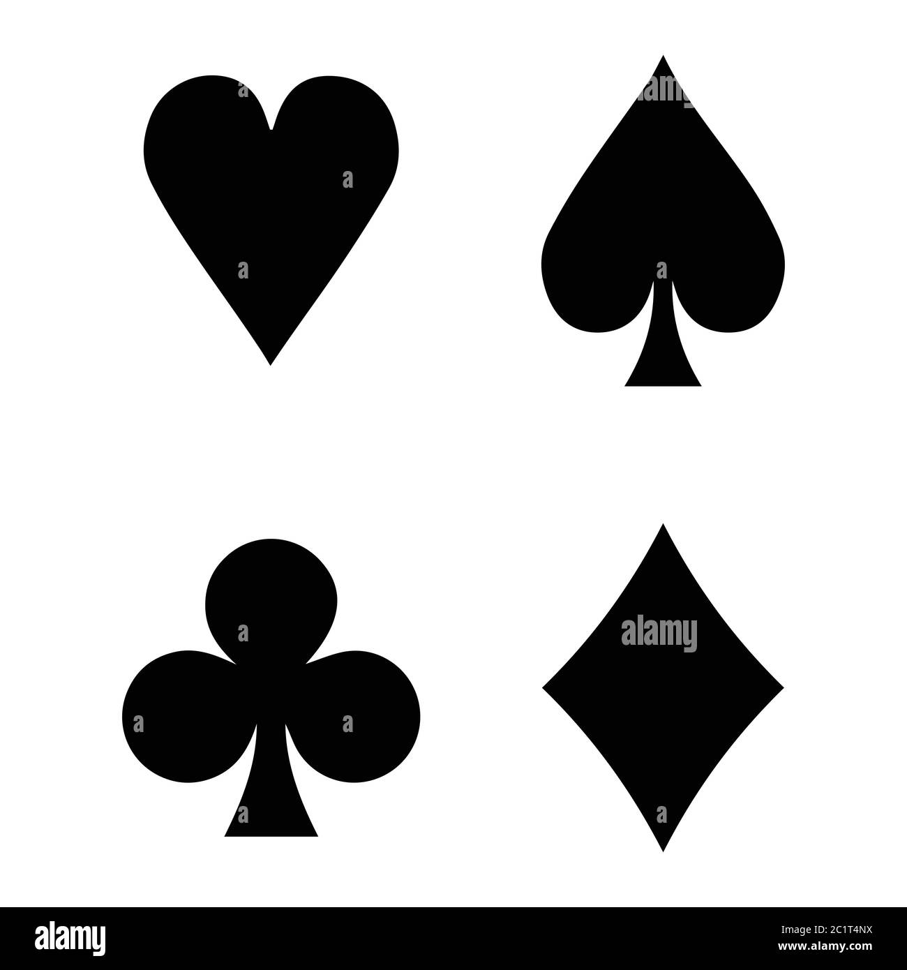 Spielkarte Farbe Vier Kategorie. Diamanten vertragen Herzen und Pik. Schwarze Illustration isoliert auf weißem Hintergrund. EPS-Vektor Stock Vektor