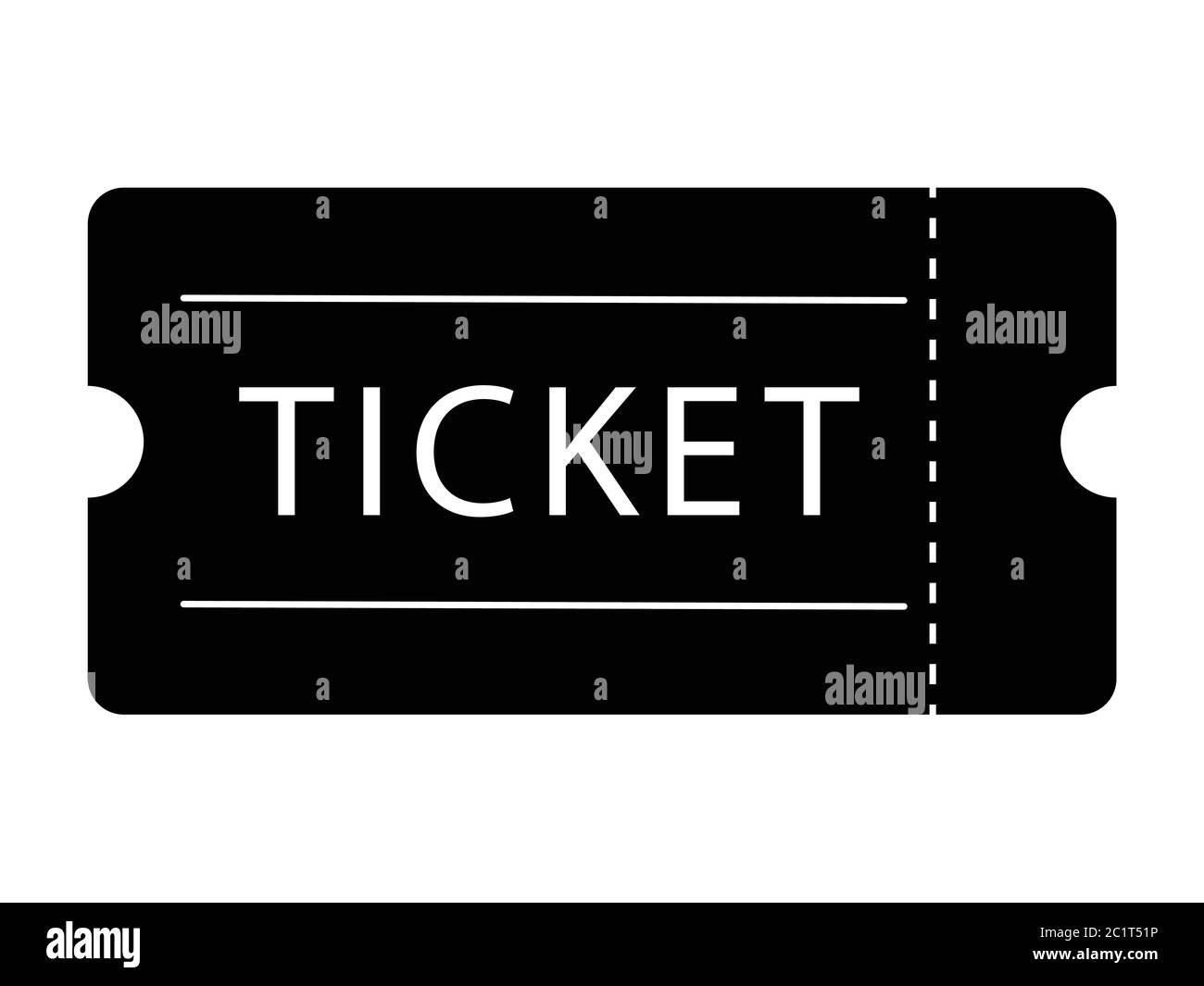 Einzelticket. Schwarze Illustration isoliert auf weißem Hintergrund. EPS-Vektor Stock Vektor