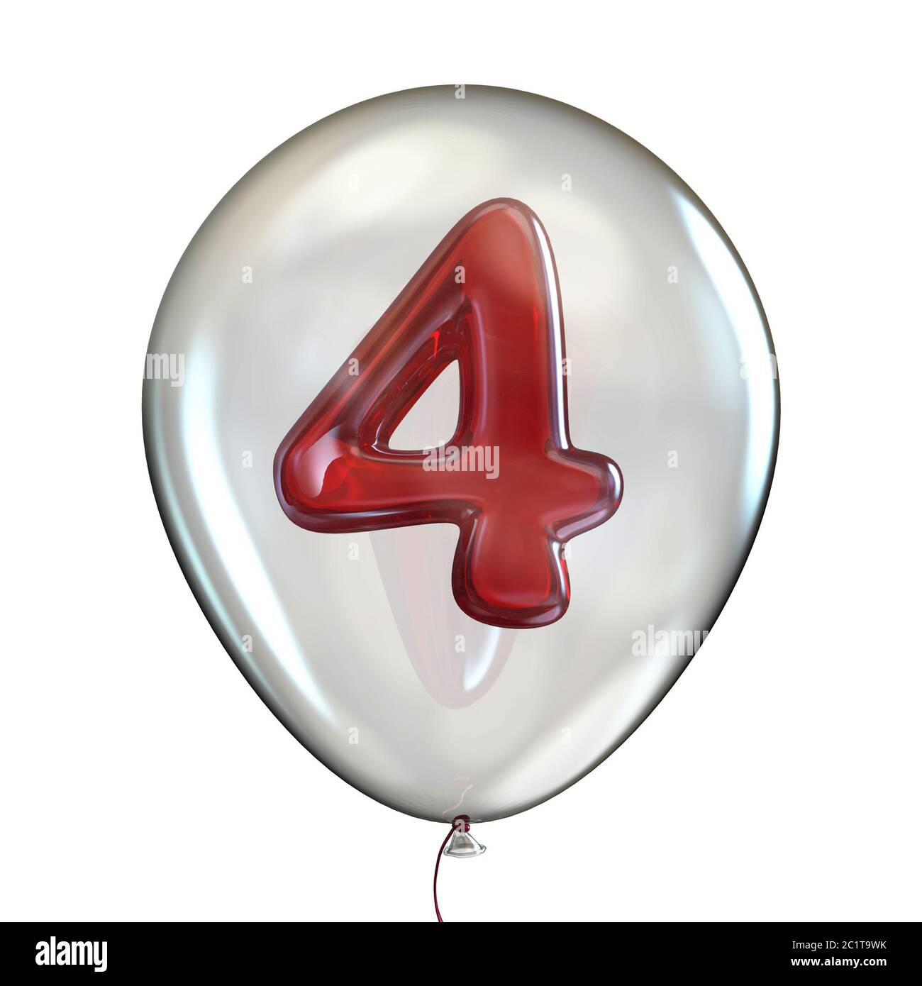 Nummer 4 in durchsichtigen Ballon 3D Stockfoto