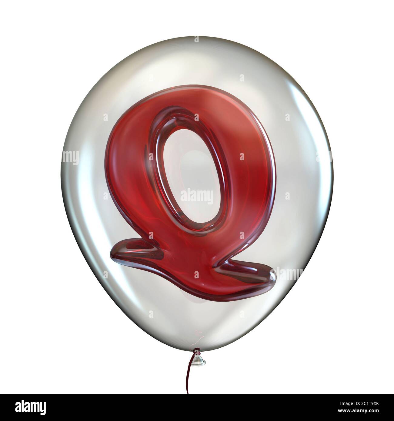 Buchstabe Q in durchsichtigen Ballon 3D Stockfoto