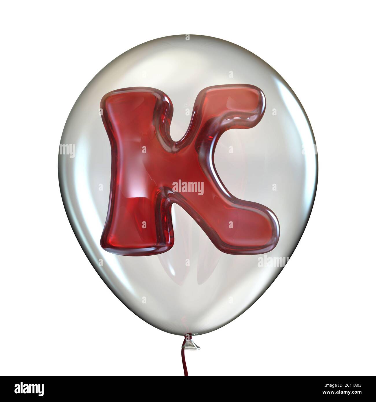 Buchstabe K in durchsichtigen Ballon 3D Stockfoto
