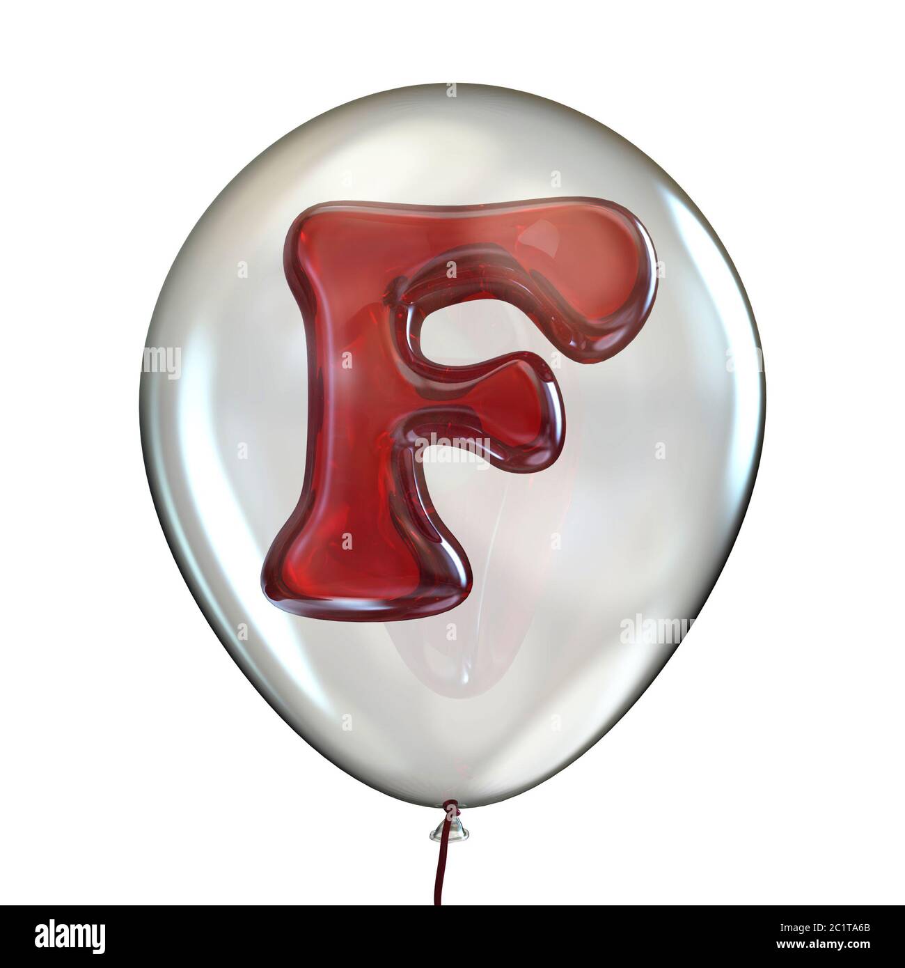 Der Buchstabe F in durchsichtigen Ballon 3D Stockfoto