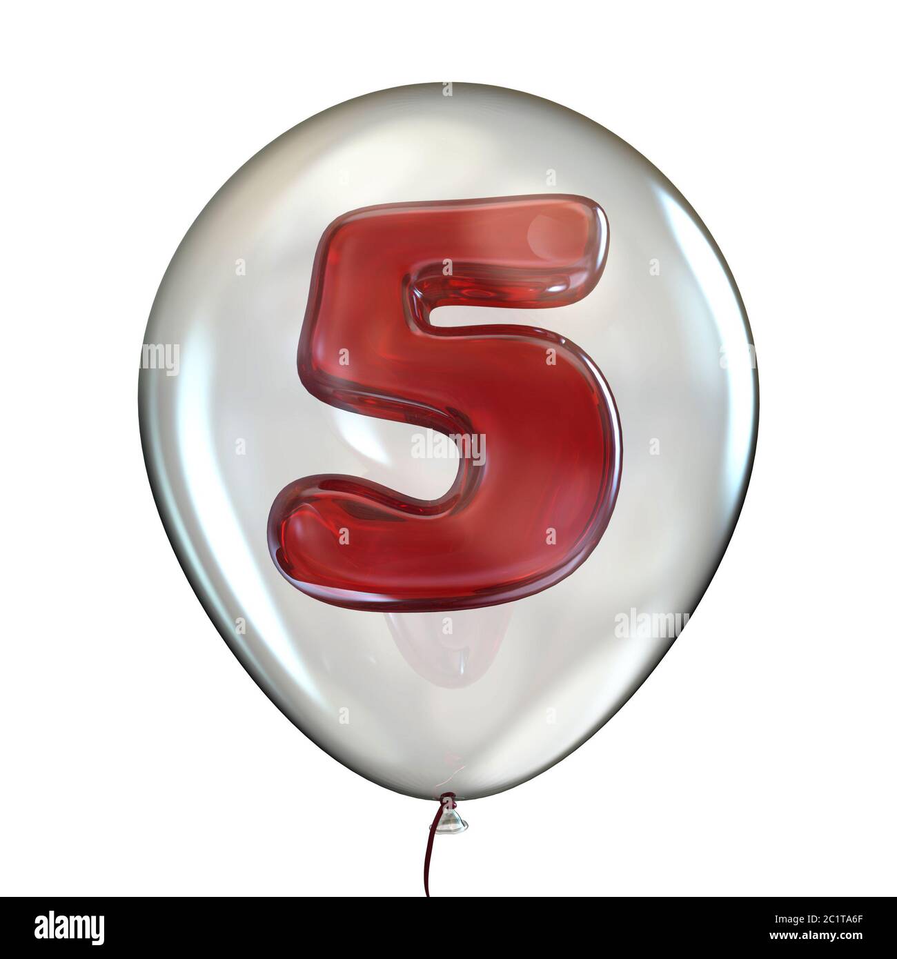 Nummer 5 in durchsichtigen Ballon 3D Stockfoto