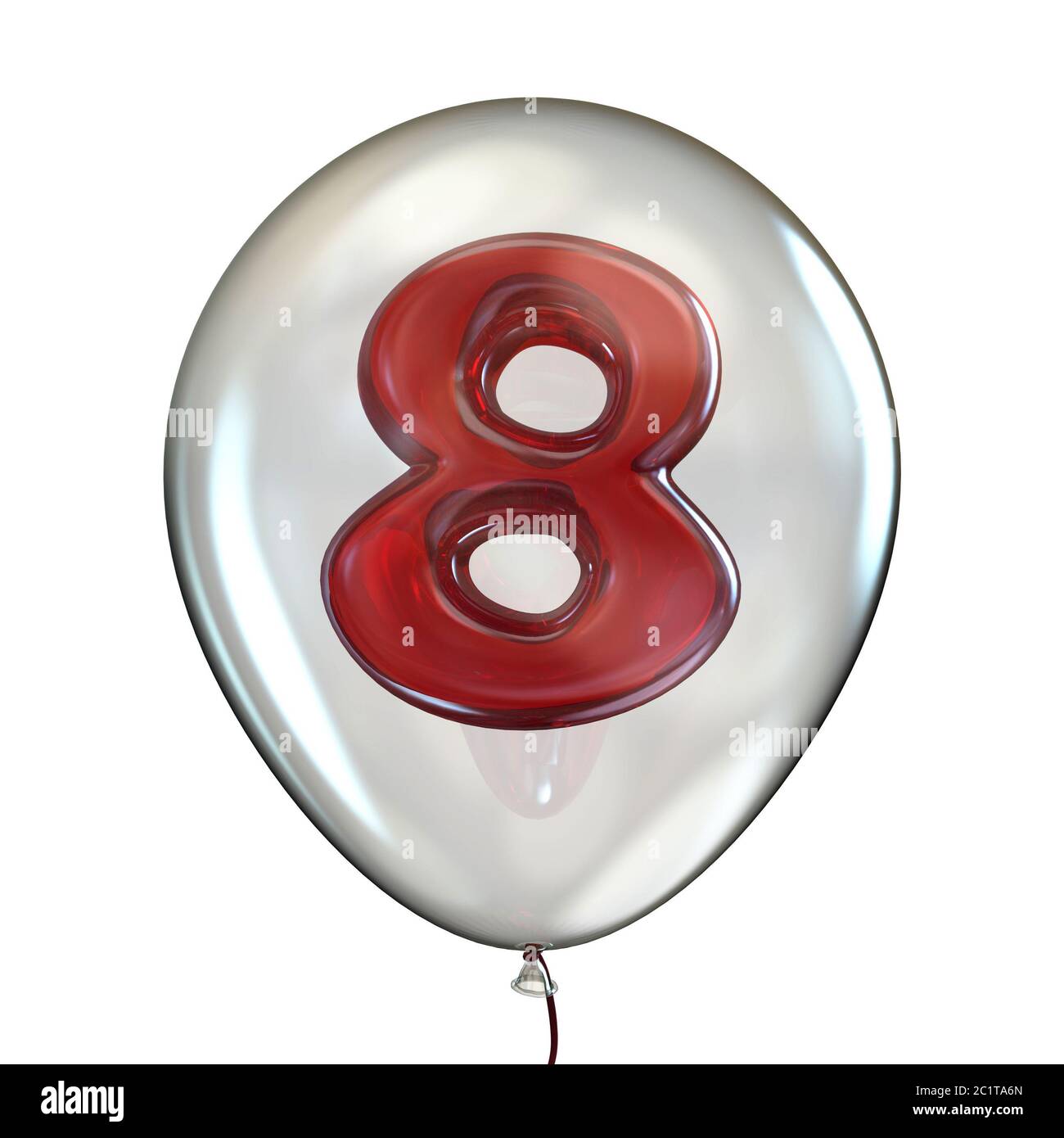 Die Zahl 8 8 in durchsichtigen Ballon 3D Stockfoto