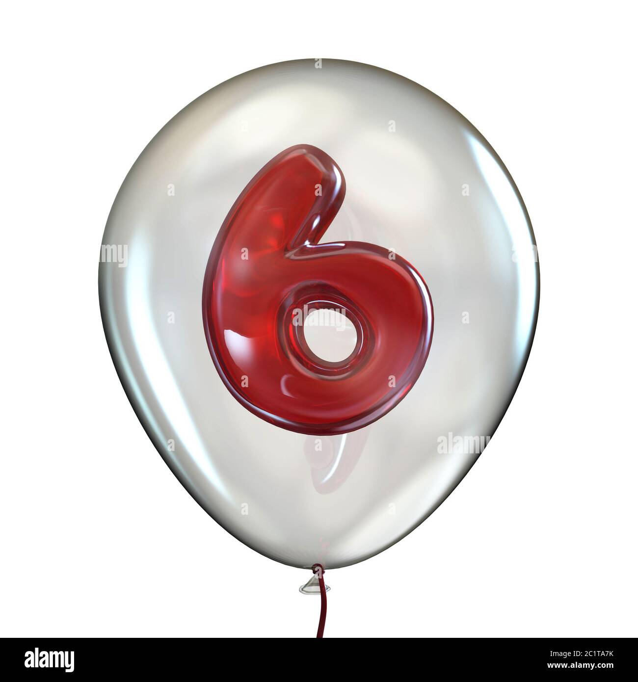 Nummer Sechs 6 in durchsichtigen Ballon 3D Stockfoto