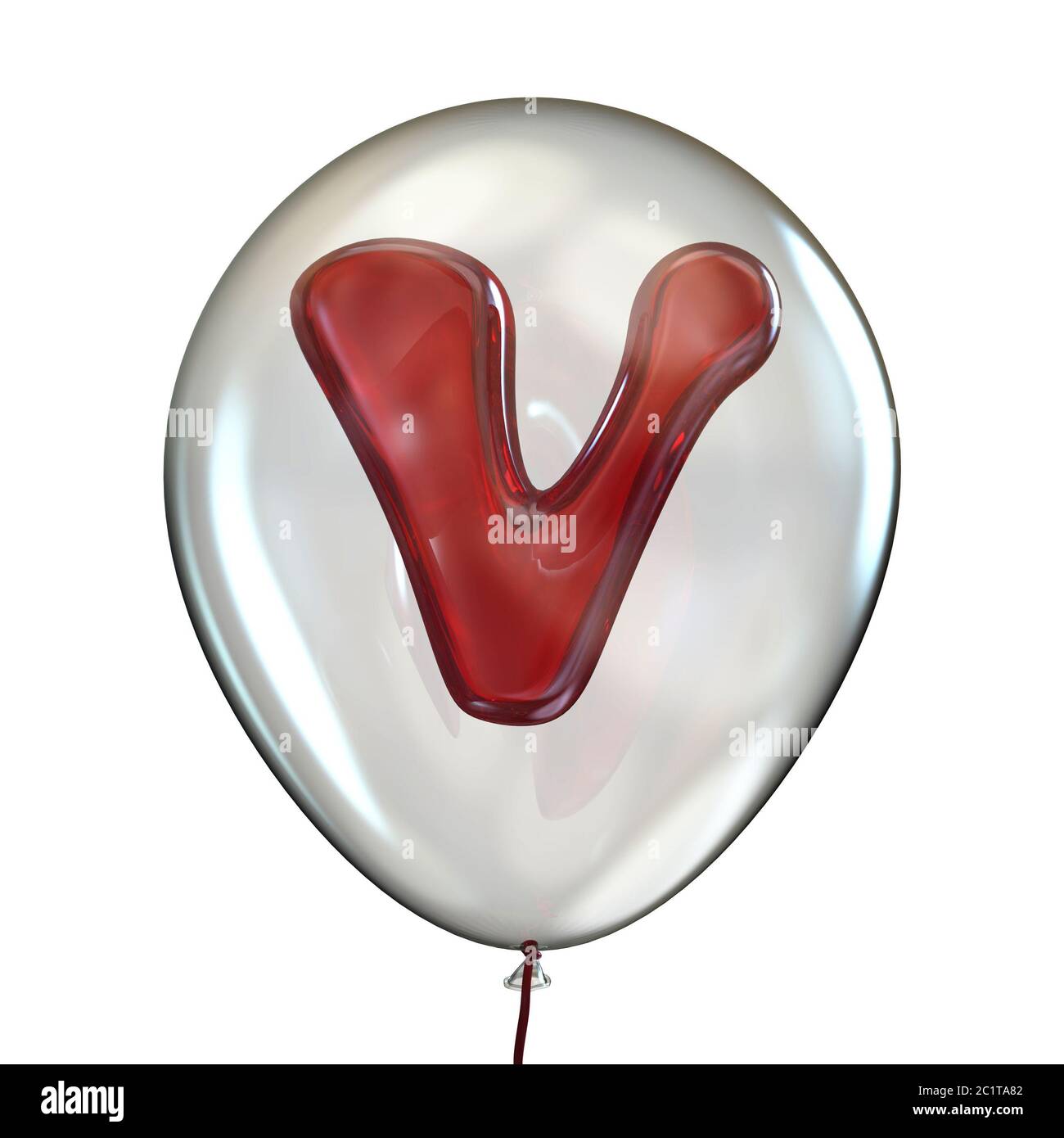 Buchstabe V in durchsichtigen Ballon 3D Stockfoto