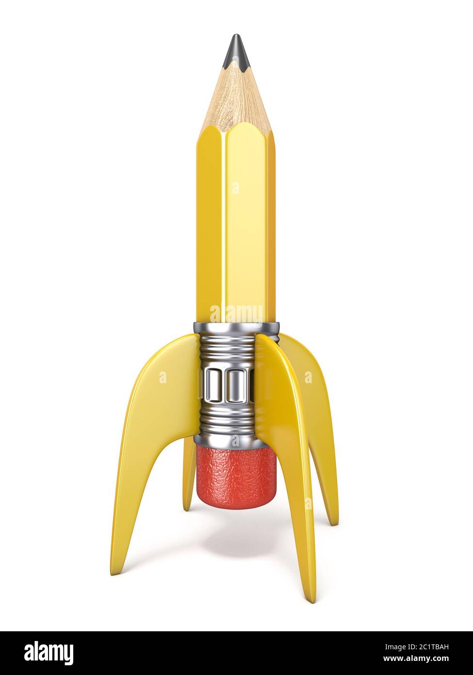 Bleistift in Form von Rakete 3D Stockfoto