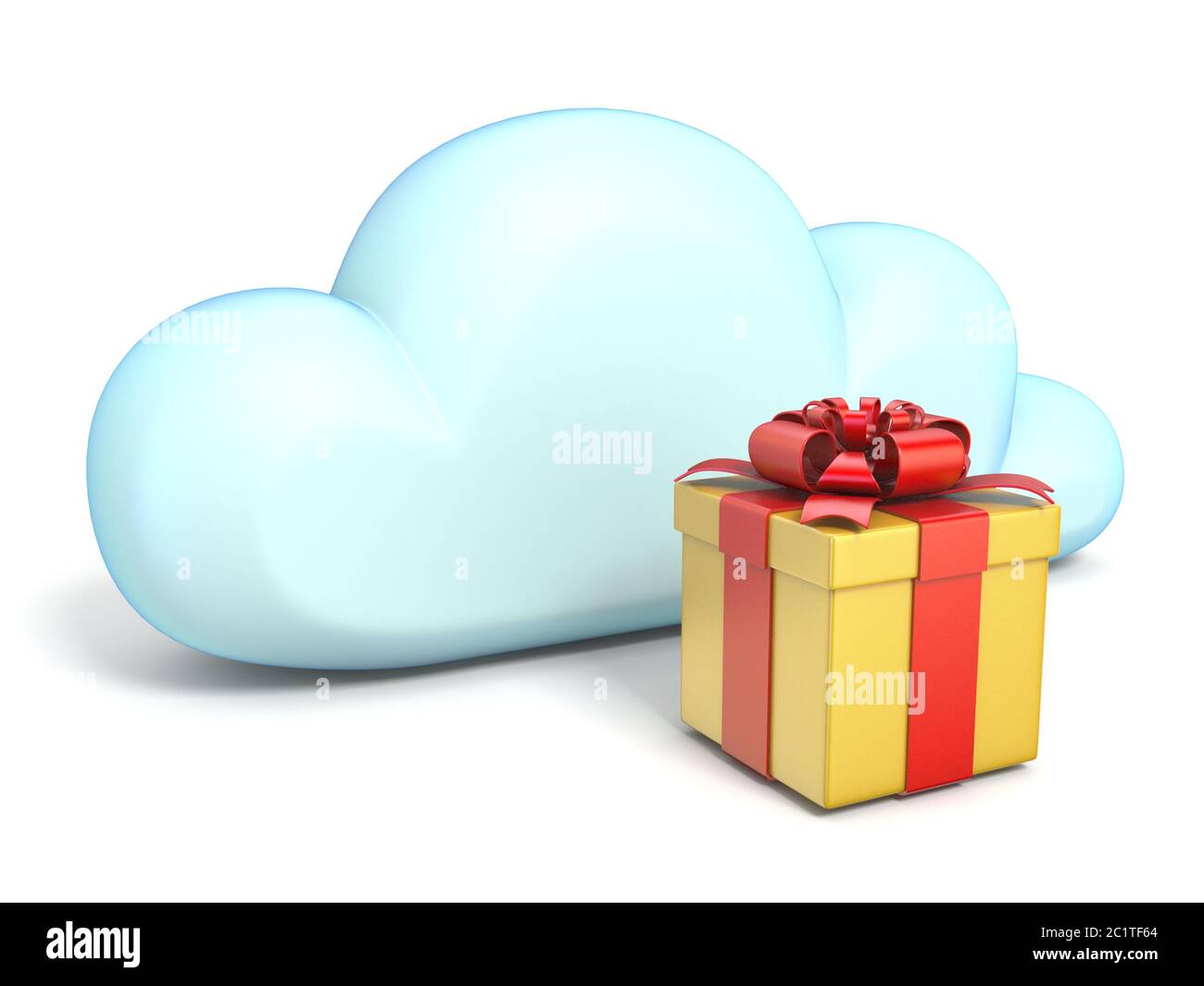 Cloud-Symbol mit Geschenkbox 3D Stockfoto