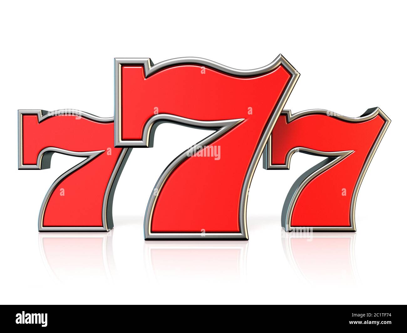 Rot 777 glücklichen Jackpot Symbol 3D Stockfoto
