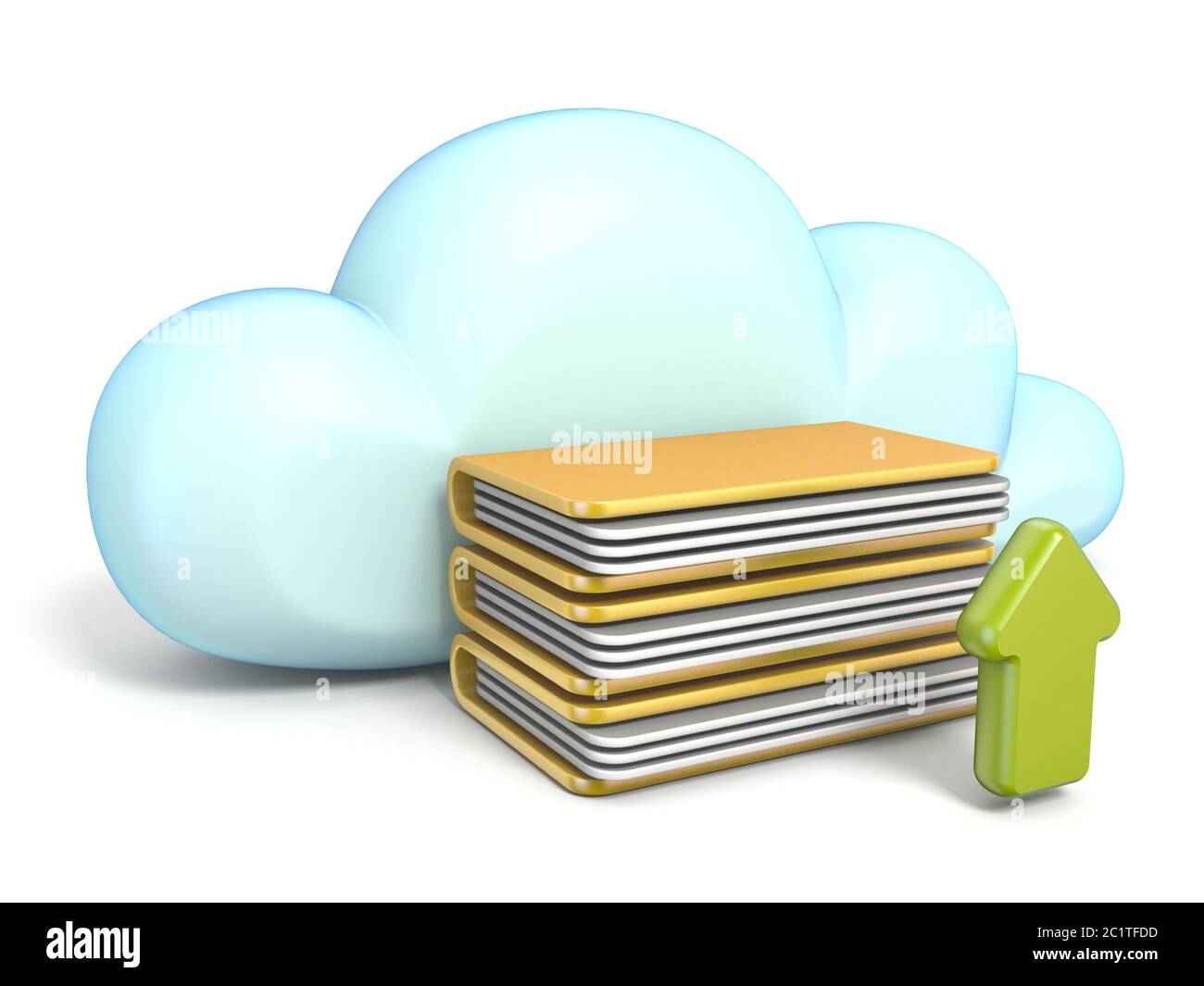 Cloud-Symbol mit Upload-Pfeil 3D Stockfoto