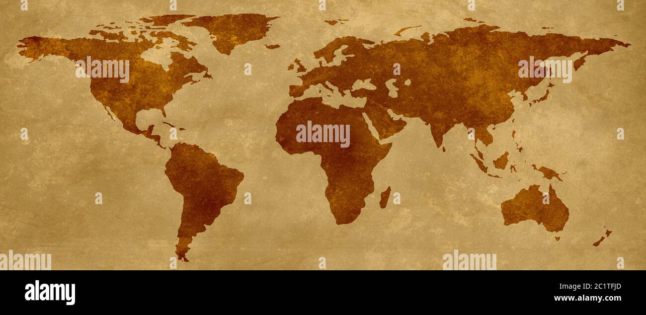 Alte Karte der Welt Pergamenthintergrund Jahrgang Stockfoto
