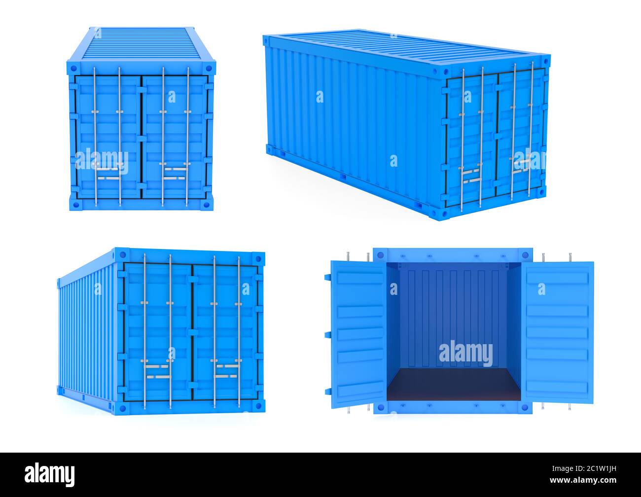 Blaue Frachtcontainer. 3d-Rendering-Illustration Stockfoto