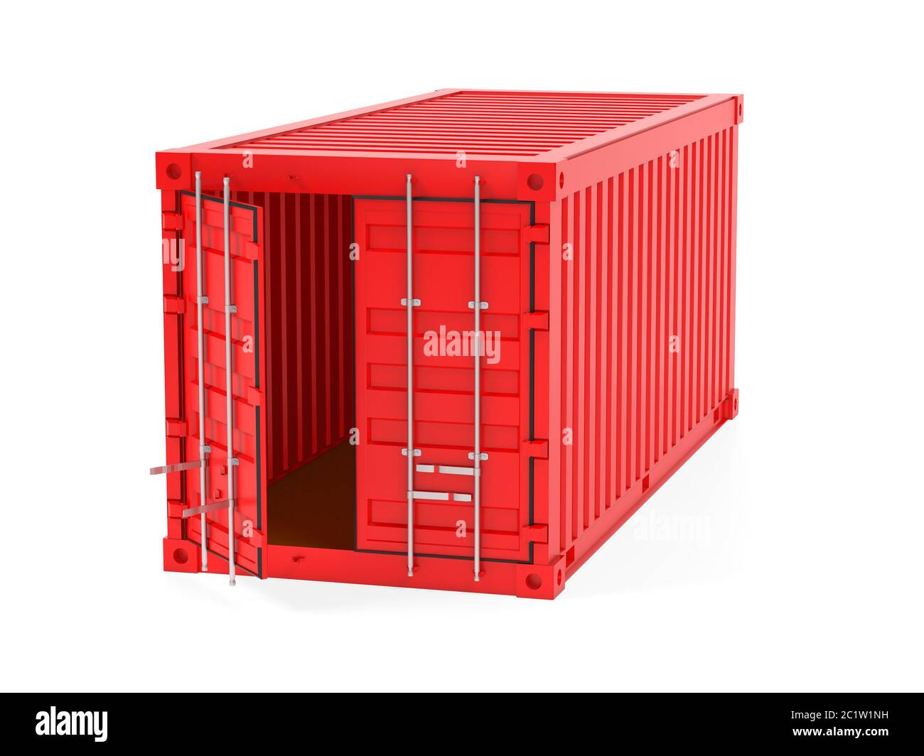 Frachtcontainer. Roter offener Behälter. 3d-Rendering-Illustration Stockfoto