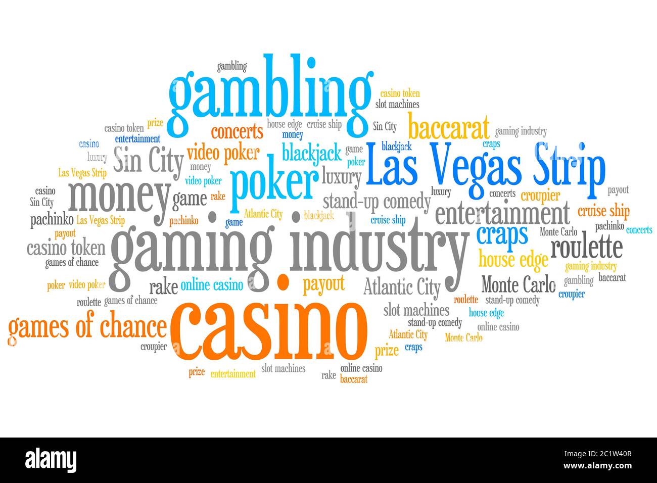 Casino gambling Konzepte Wort cloud Abbildung. Wort collage Konzept. Stockfoto