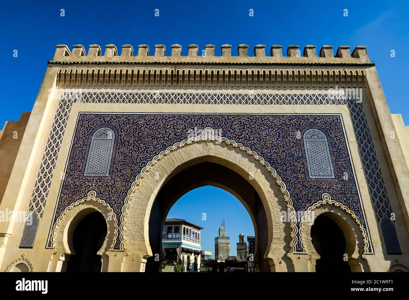 Blick auf die Medina von Fes, Marokko, Foto als Hintergrund Stockfoto