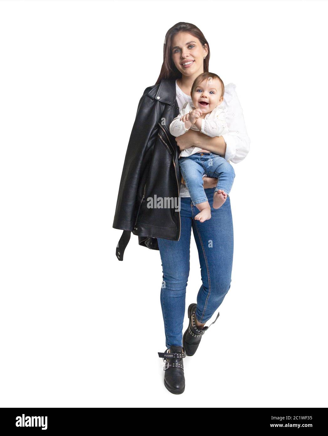 Liebevolle Mutter und ihr Baby Mädchen Stockfoto