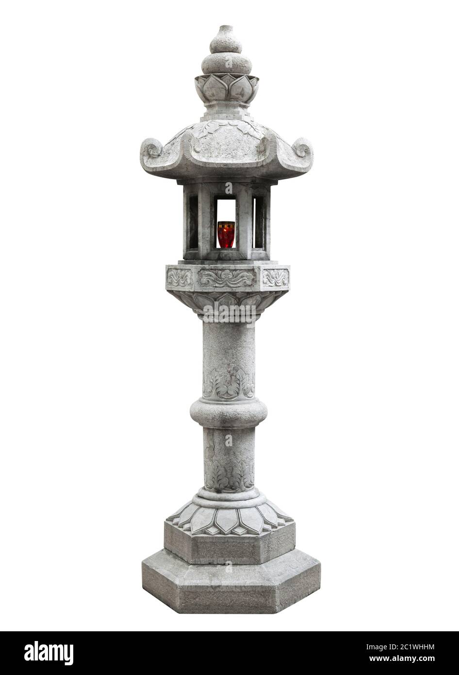 Stein buddhistische Lampe, isoliert Stockfoto