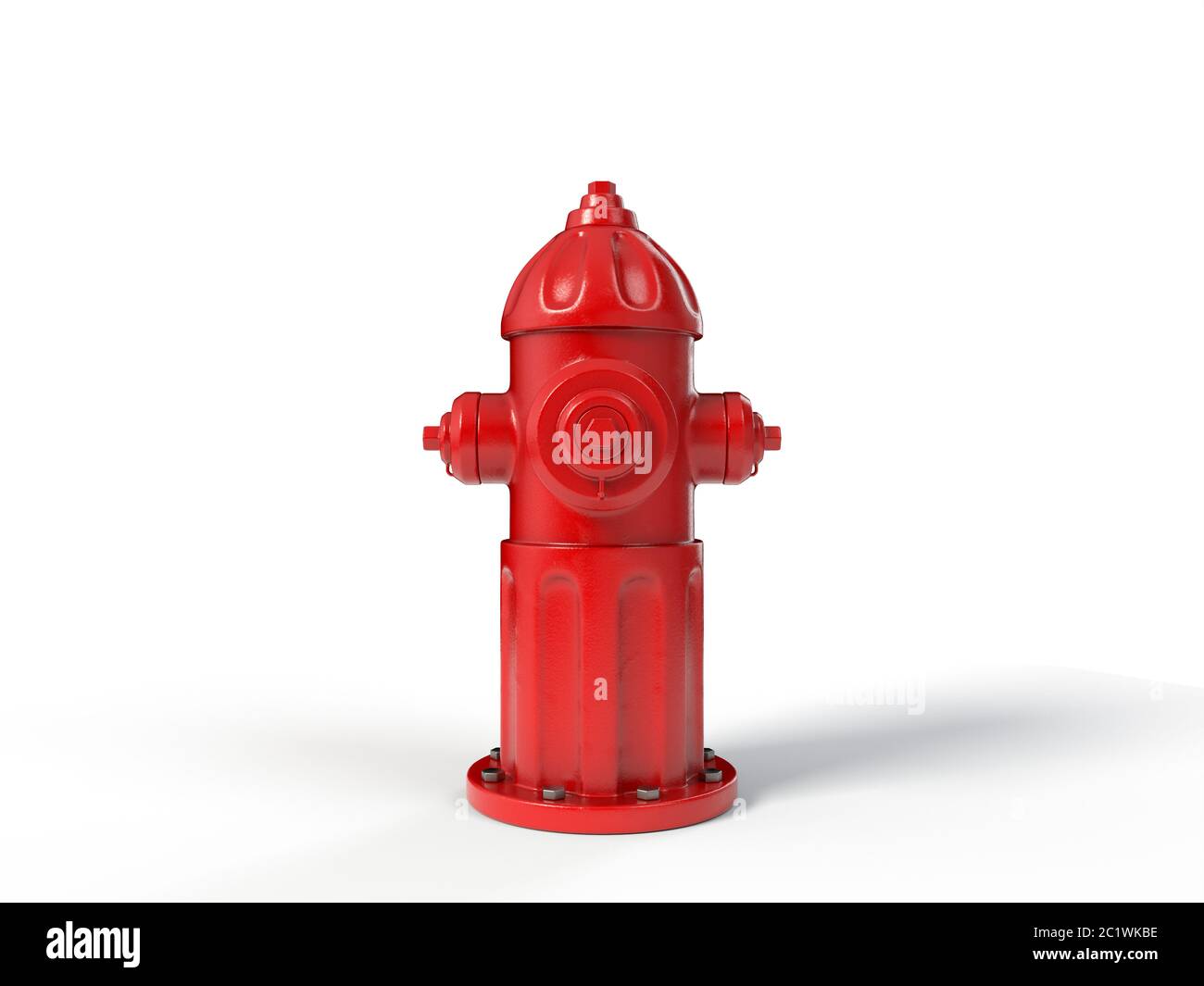 Roter Hydrant, isoliert auf weißem Hintergrund. 3D-Illustration Stockfoto