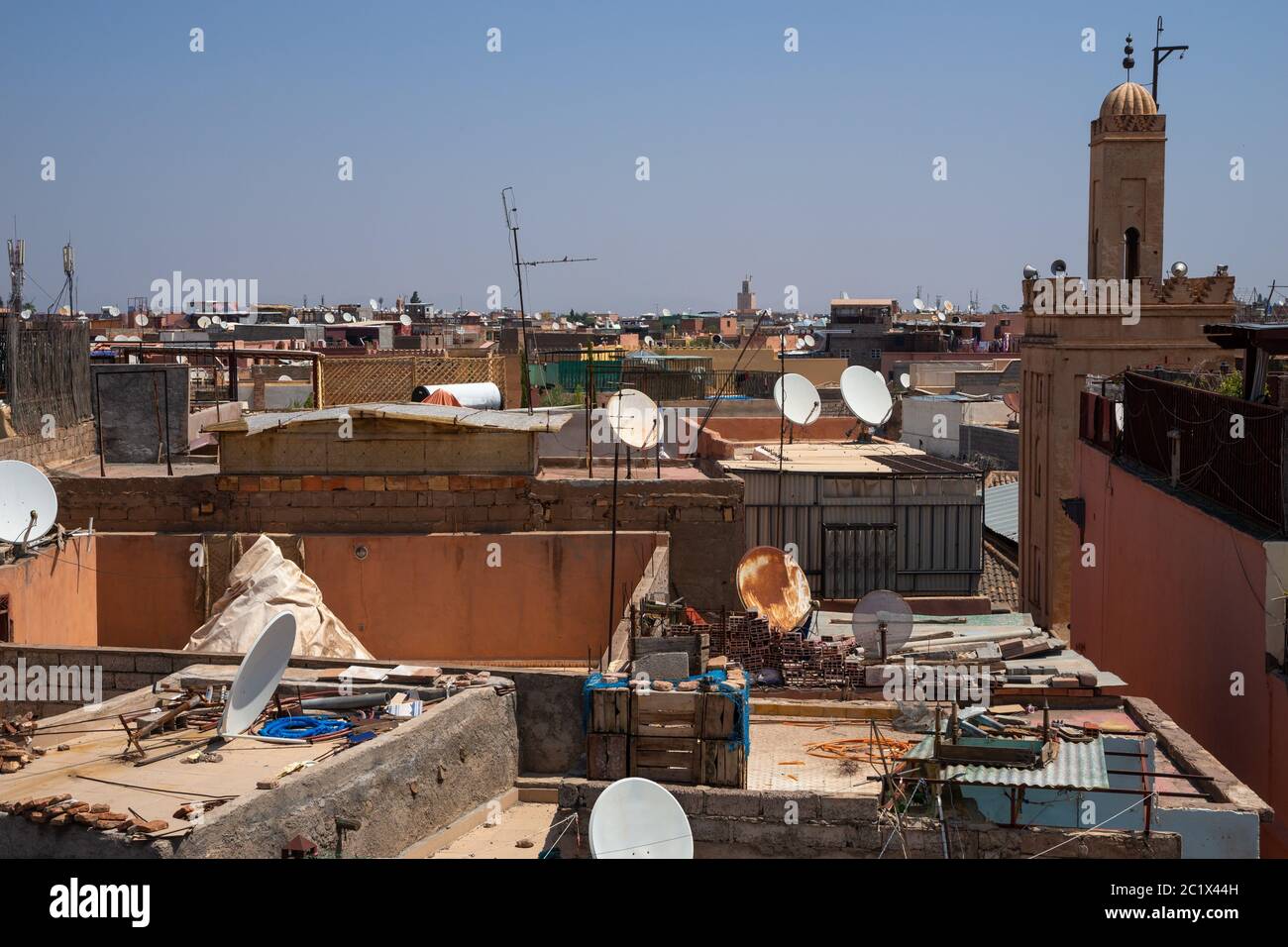Blick über die Dächer von Marrakesch Stockfoto