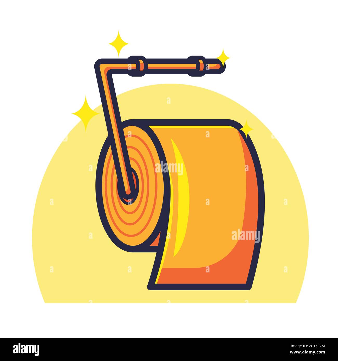 Gold Toilettenpapier Vektor-Illustration. Health Icon-Konzept isoliert. Flacher Cartoon-Stil Stock Vektor