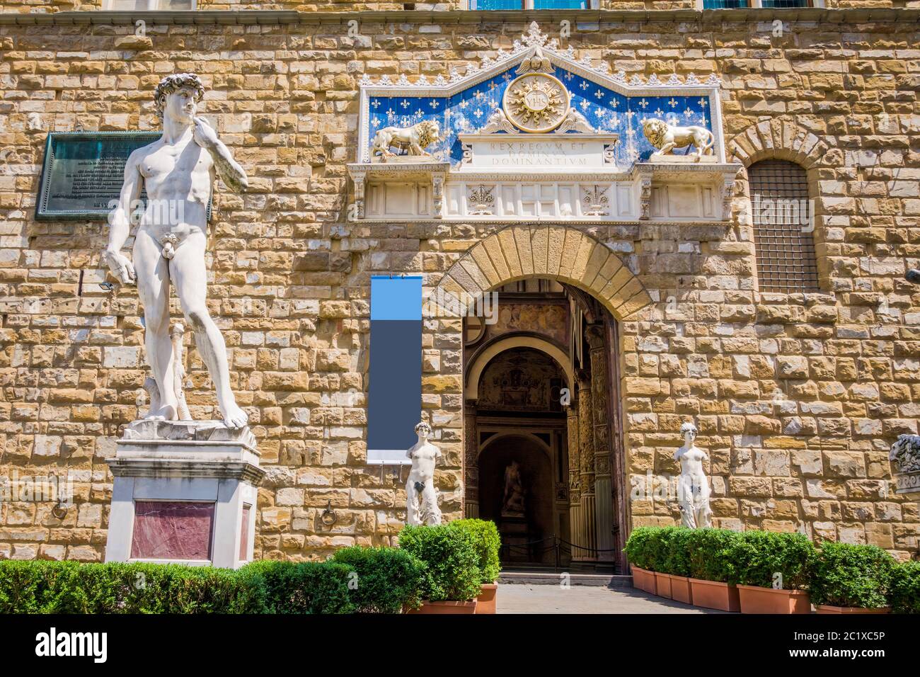 Piazza della Signoria, Palazzo Vecchio und Neptunbrunnen in Florenz Stockfoto