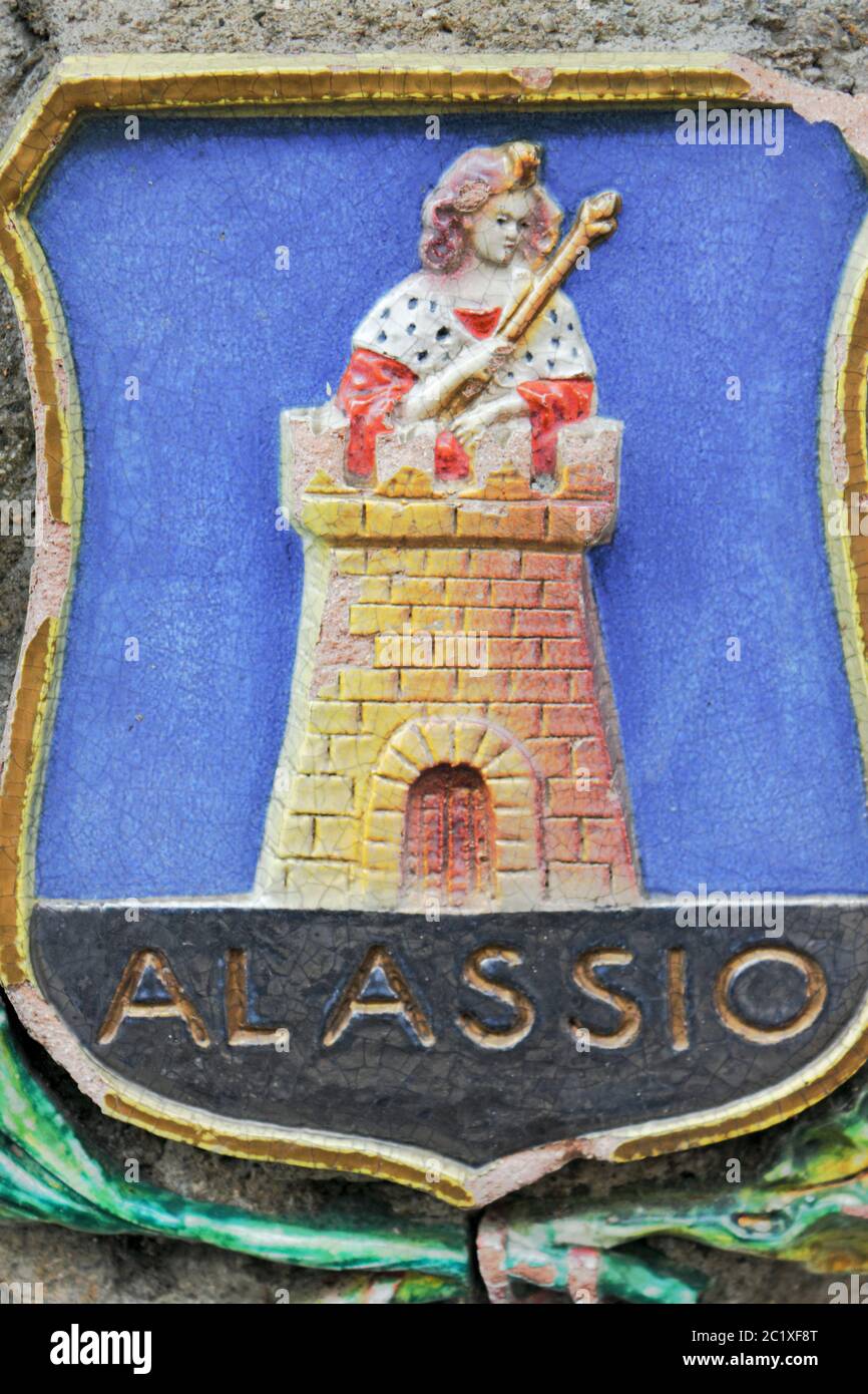 Wappen von Alassio Stockfoto