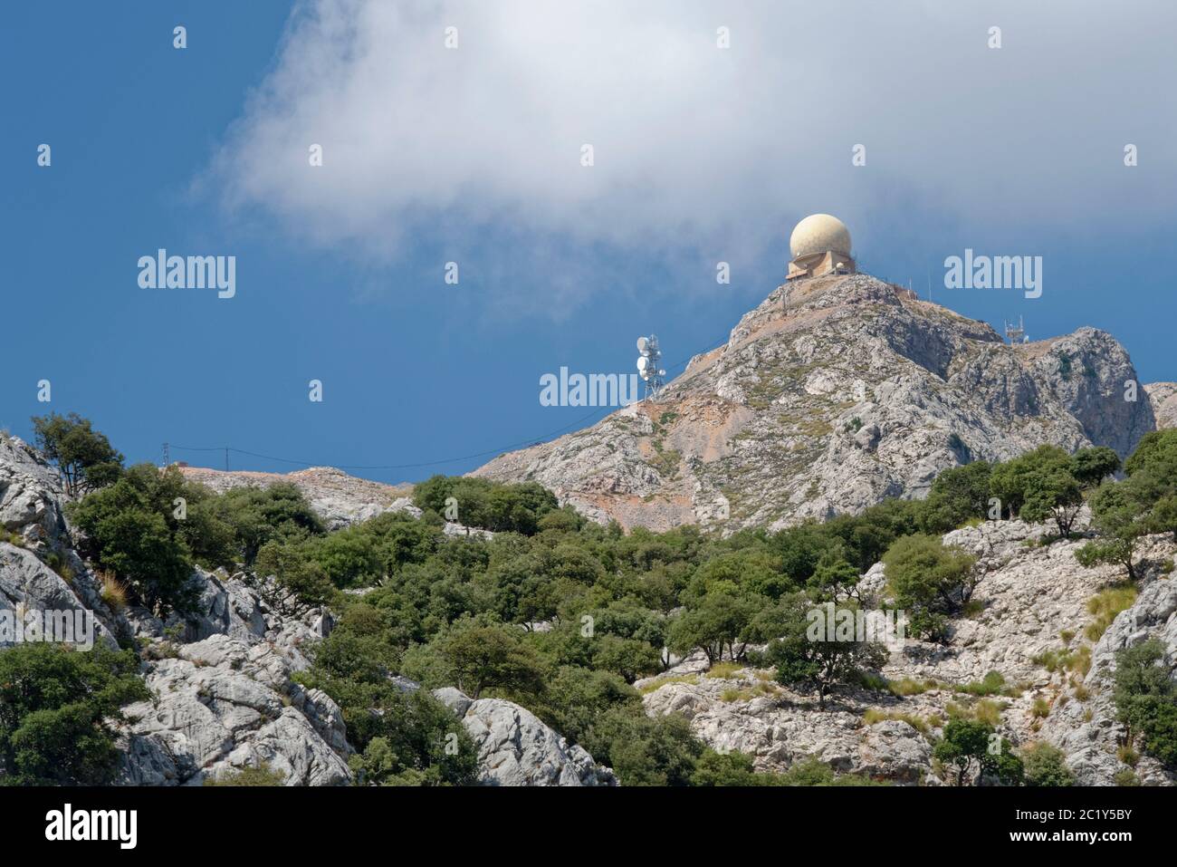 Puig Major Observatorium, Serra de Tramuntana, Mallorca, August 2018. Stockfoto