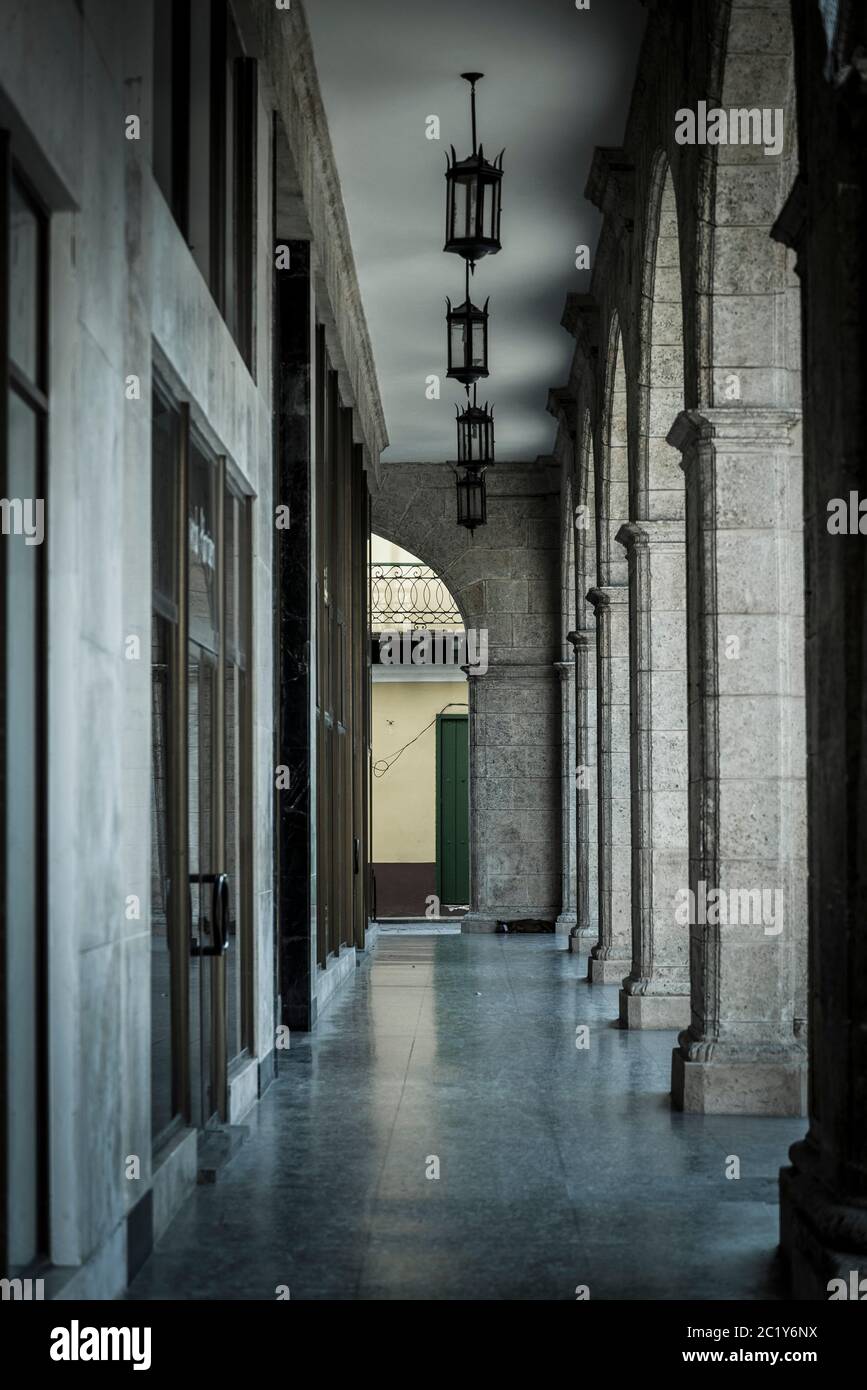 Wunderschöne spanische Kolonialarchitektur, Altstadt, Havanna Vieja, Havanna, Kuba Stockfoto