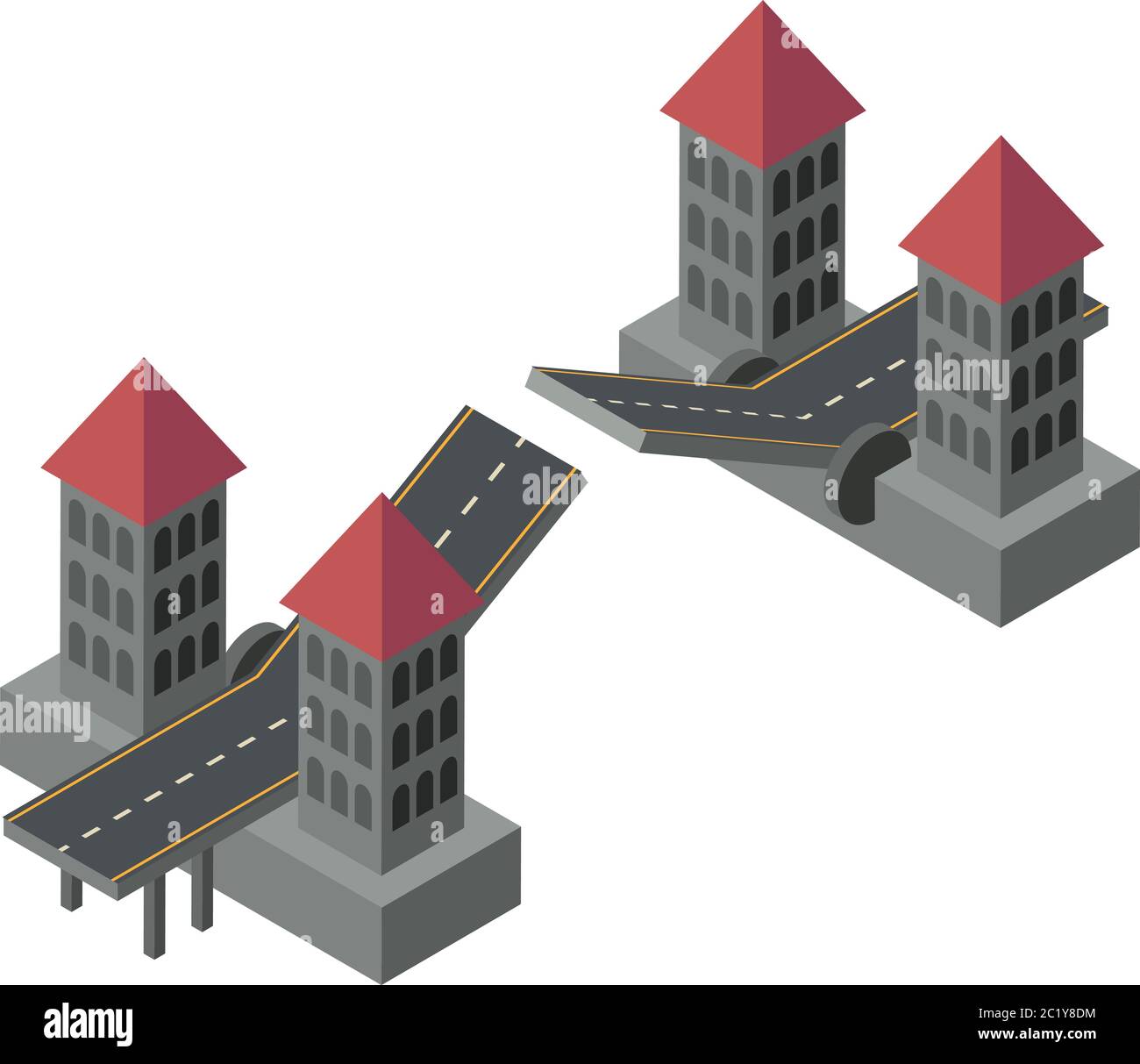 Symbol für die Turmbrücke. Isometrisches Symbol für Vektorgrafik der Turmbrücke für Webdesign auf weißem Hintergrund isoliert Stock Vektor