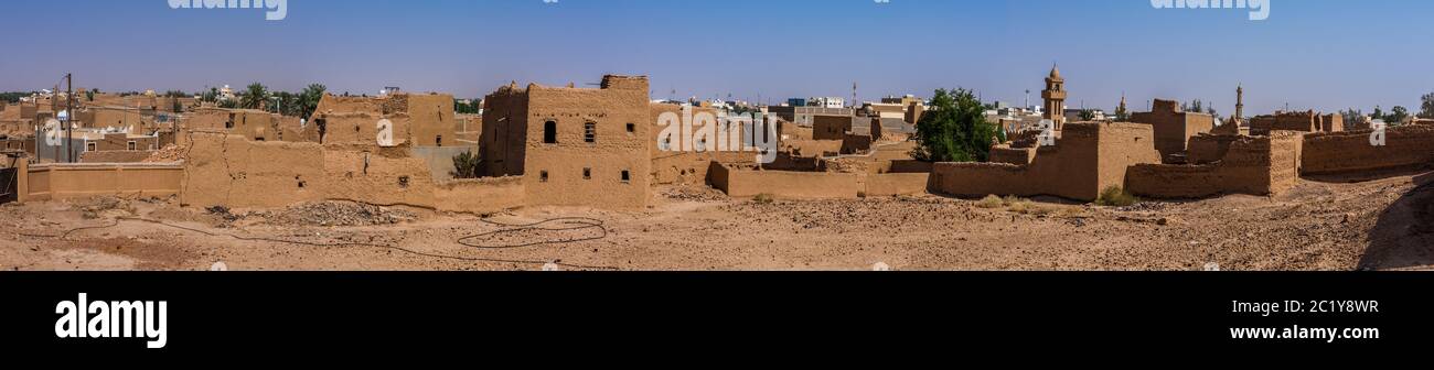 Die verlassenen traditionellen arabischen Schlamm Backsteinhäuser, Al Majmaah, Saudi-Arabien Stockfoto