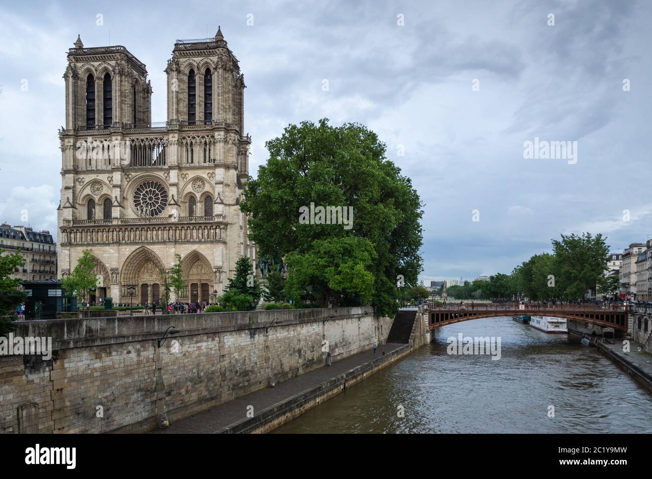 Kathedrale Notre-Dame und den Fluss Seine Paris Frankreich Stockfoto