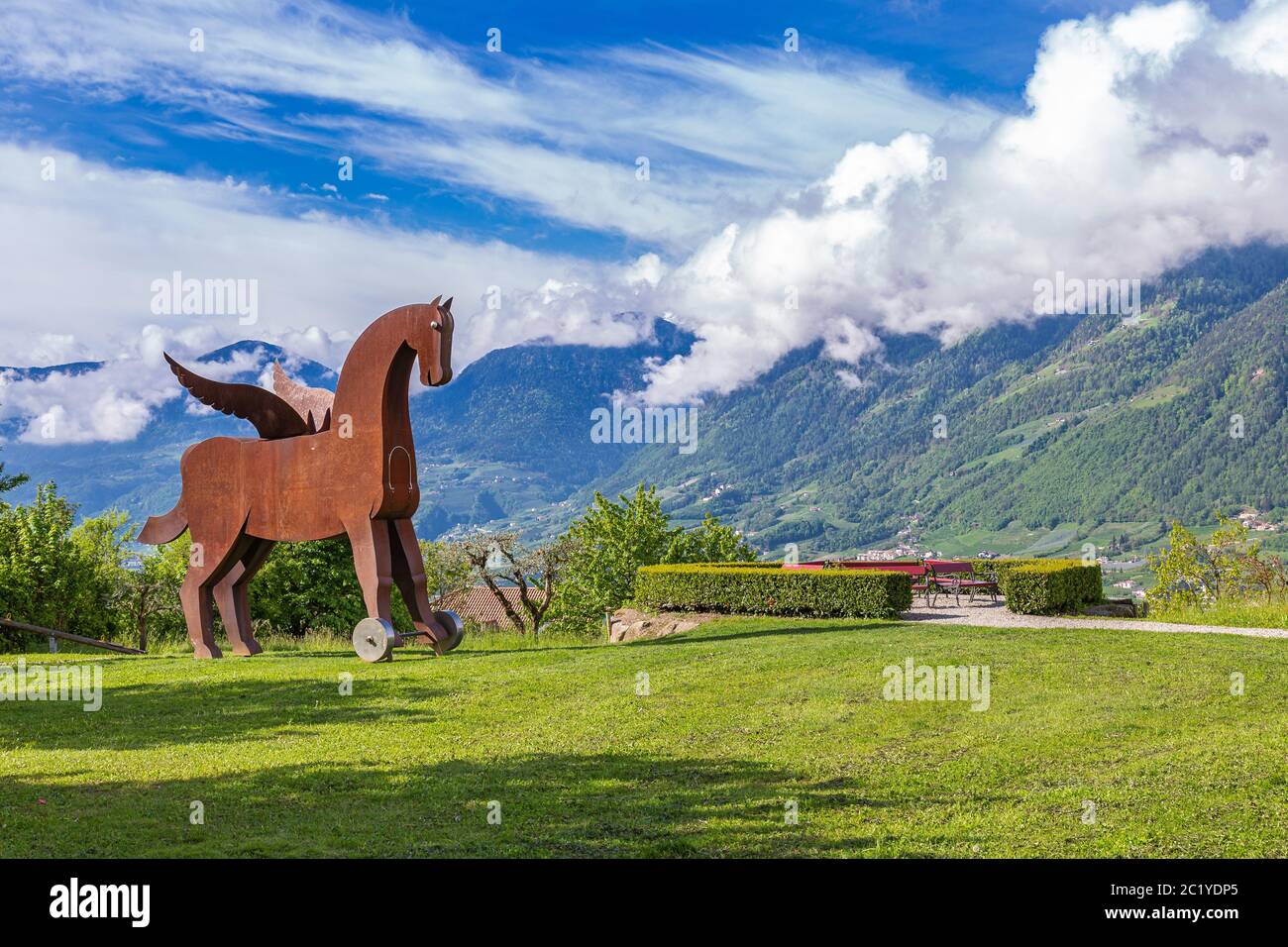 Burglehen Park in Dorf Tirol, Südtirol Stockfoto