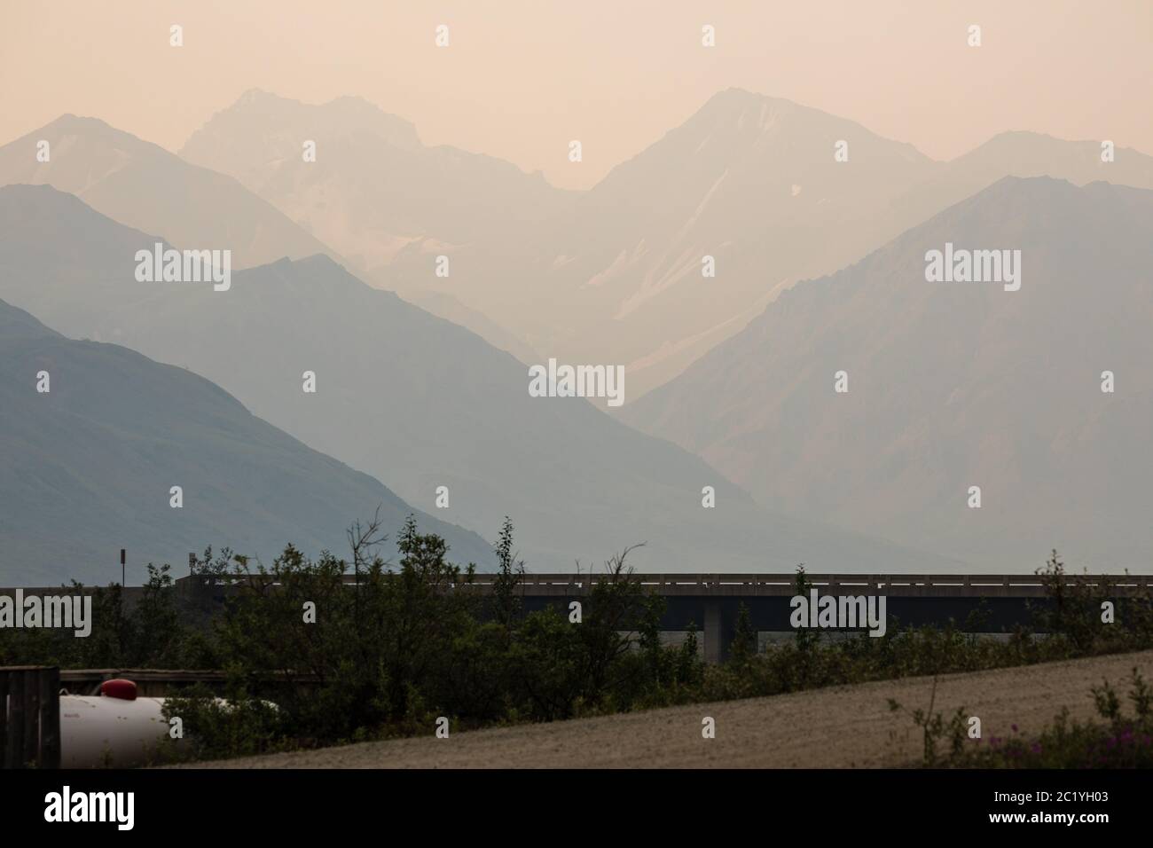 Berg von Denali im myst Stockfoto