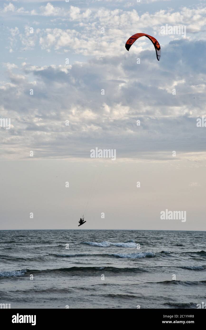 Paragliding in Isla Canela, Spanien Stockfoto