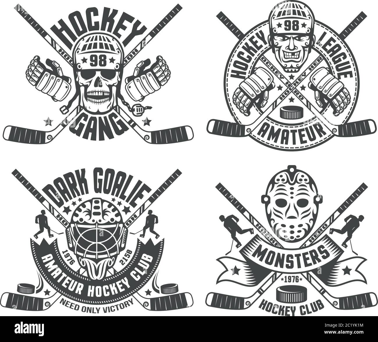 Hockey Logos Torwartmasken Stock Vektor