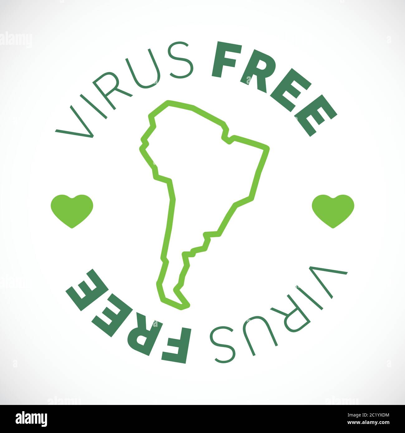 Südamerika Karte cornavirenfreie Zone. Virenschutzbereich. Stock Vektor