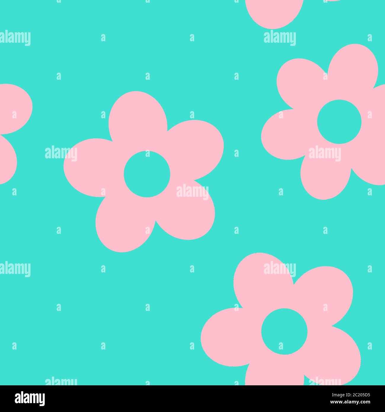 Illustrationen von Pink Flowers auf Türkis Hintergrund für Party Tischdecke oder Tapete Stock Vektor
