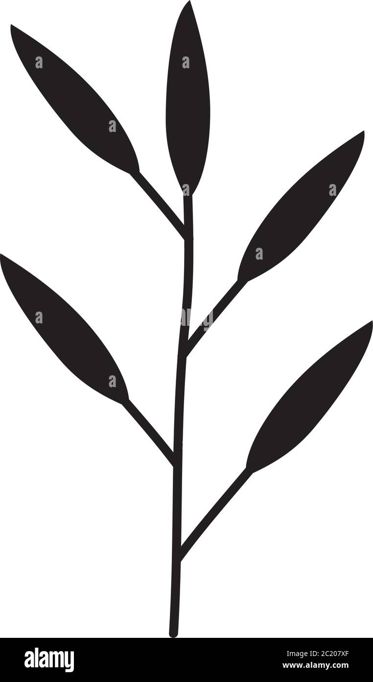 Bambus Blatt Symbol auf weißem Hintergrund, Silhouette Stil, Vektor-Illustration Stock Vektor