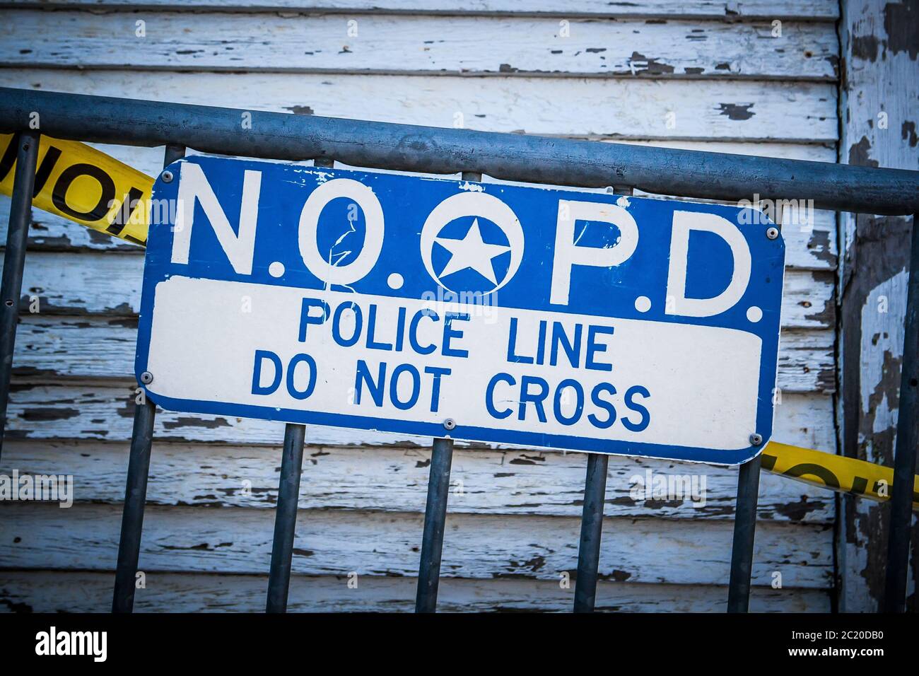 Polizeibarrieren in New Orleans USA Stockfoto