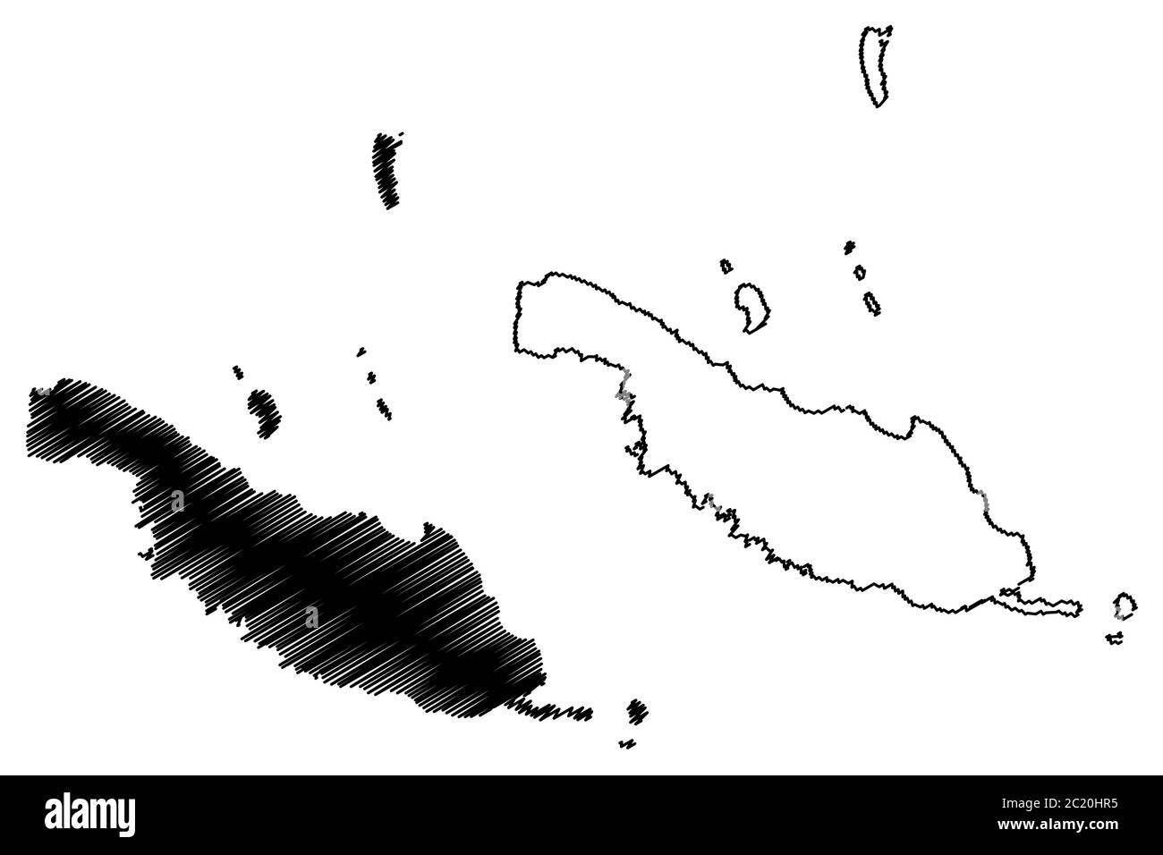 Makira-Ulawa Provinz (Provinzen Salomonen, Salomonen, Insel) Karte Vektor-Illustration, Skizze Kritzelskizze Makira Ulawa (San Cristobal) ma Stock Vektor