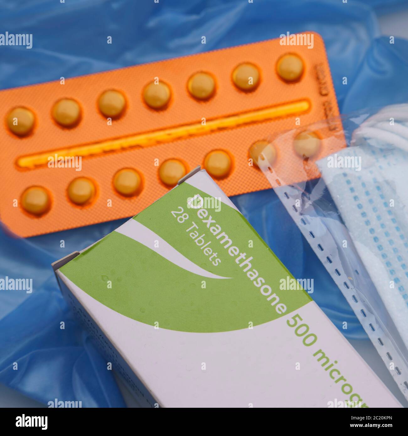 Dexamethason Steroid Tabletten britische Droge 500 Mikrogramm gefunden, um Covid-19 intubierten Ventilator Todesfälle um ein Drittel zu reduzieren Stockfoto