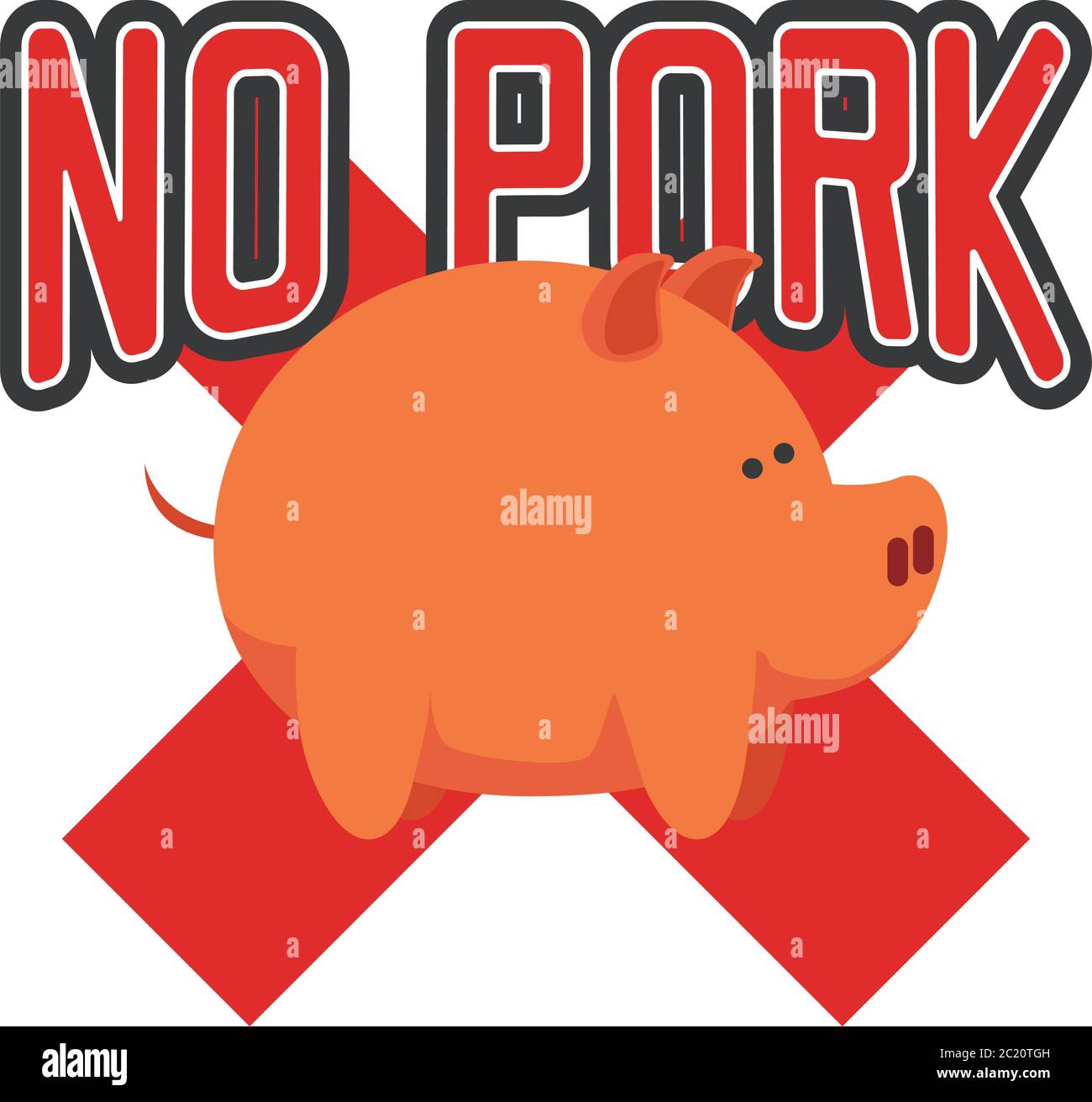 Kein Schweinefleisch kein Schmalz Sticker Symbol isoliert auf weißem Hintergrund, Vektor-Illustration Stock Vektor