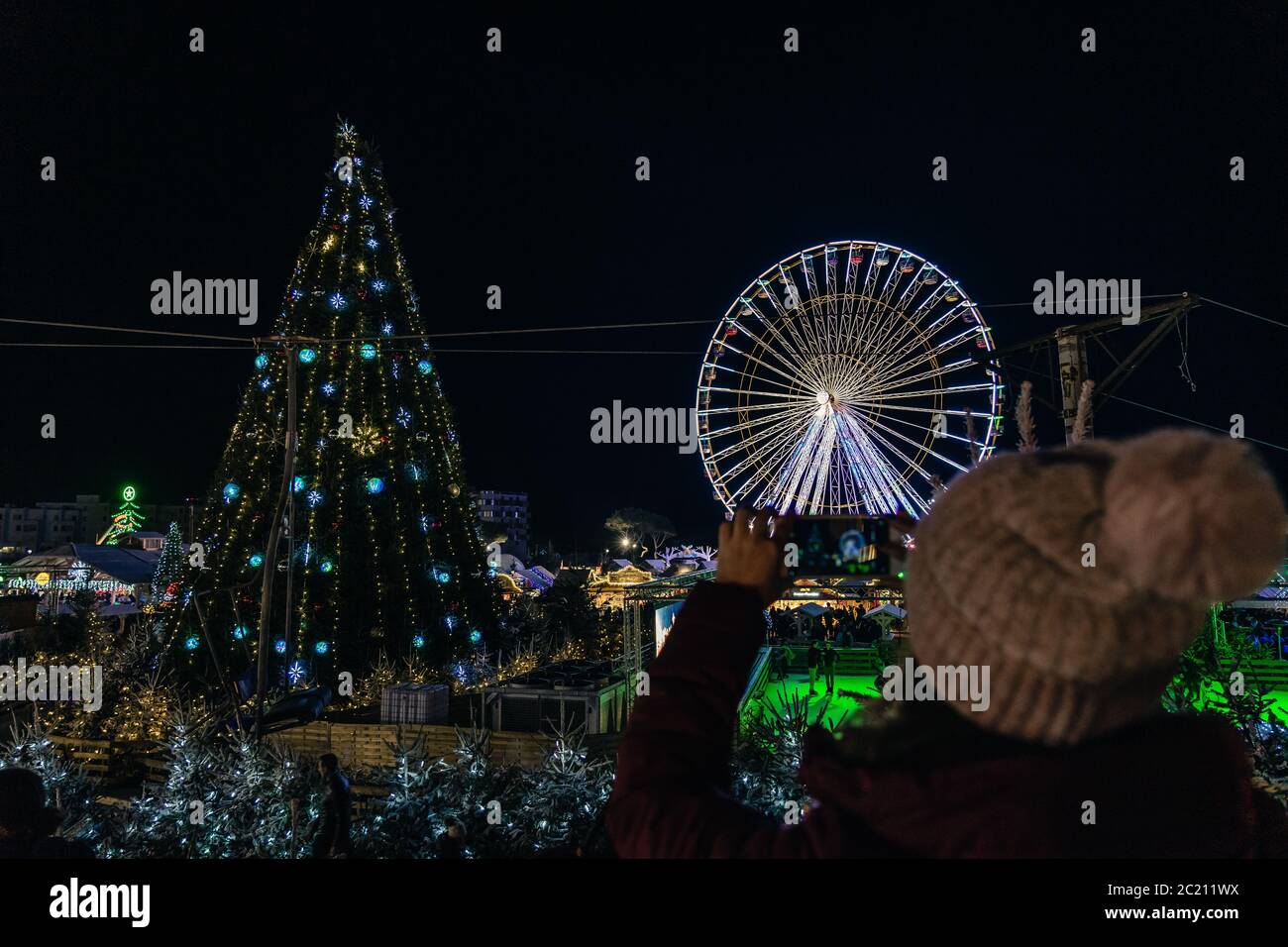 Le barcares Dorf de noel in Frankreich. Stockfoto